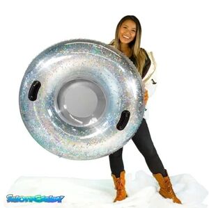 POOLCANDY Snow Candy 42 in. Glitter Inflatable Snow Tube Silver